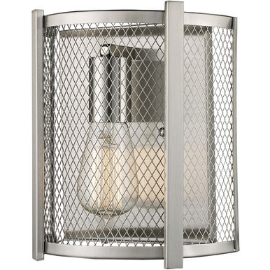 Trans Globe 100429524 Mist 1-Light Brushed Nickel Indoor Wall Sconce Light Fixture with Metal Mesh Shade