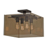 BLACK FRIDAY 4 Light Bronze Semi Flush with Amber Glass