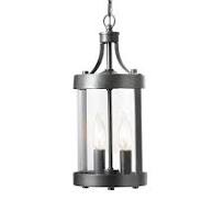 BLACK FRIDAY 2 Light Aged Iron ( Black) Pendant with Clear Glass