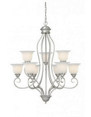 Vaxcel Lighting PACHU009BN Picasso Collection Nine Light Chandelier in Brushed Nickel Finish