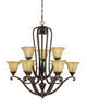 Designers Fountain Lighting 81189 IW Olympia Collection Nine Light Hanging Chandelier in Imperial Walnut Finish - Quality Discount Lighting