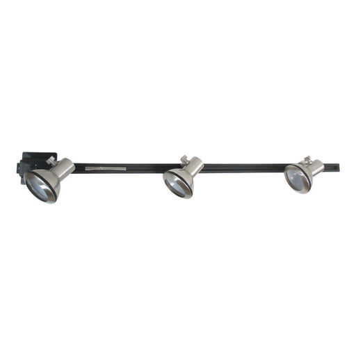 Sunset Lighting Track Head Kit F2953-80-3BK Three Brushed Nickel Heads with Black Track - Quality Discount Lighting