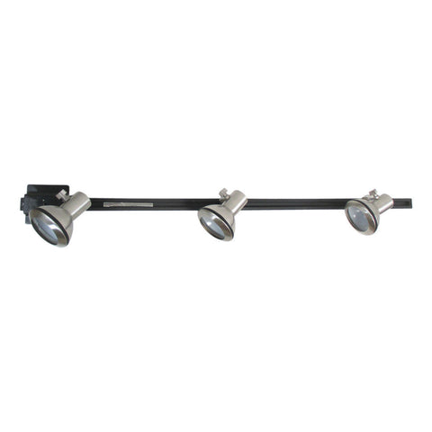Sunset Lighting Track Head Kit F2953-80-3BK Three Brushed Nickel Heads with Black Track - Quality Discount Lighting