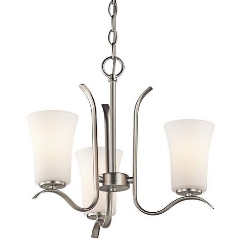 Kichler Lighting 43073NIFL Armida Collection Three Light Energy Efficient Chandelier in Brushed Nickel Finish