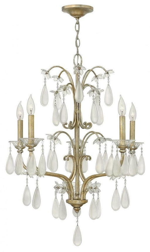 Hinkley Lighting Fredrick Ramond FR40315 SLF Francesca Collection Five Light Hanging Chandelier in Silver Leaf Finish - Quality Discount Lighting