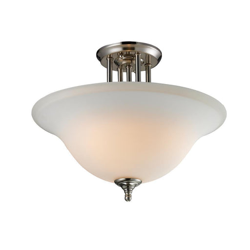 Z-Lite Lighting 2109SF Athena Collection Three Light Semi Flush Ceiling Mount in Brushed Nickel Finish with Matte Opal Glass