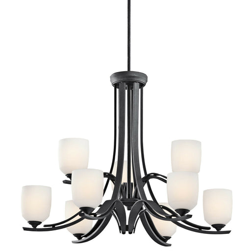 Aztec 34968 by Kichler Lighting Breton Mills Collection Nine Light Hanging Chandelier in Distressed Black Finish