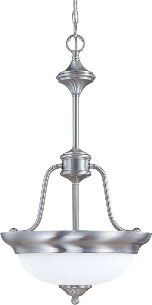 Nuvo Lighting 60-2562 Glenwood Collection Two Light Energy Star Rated GU24 Fluorescent Hanging Pendant Chandelier in Brushed Nickel Finish - Quality Discount Lighting