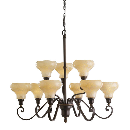 Kichler Lighting 1711OLZ Nine Light Elliston Collection Hanging Chandelier in Oiled Bronze Finish - Quality Discount Lighting