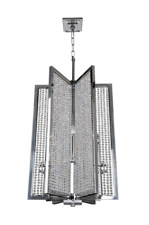 Kalco Lighting 10138-010-FR001 Rockefeller Collection Six Light Hanging Pendant Chandelier in Polished Chrome Finish