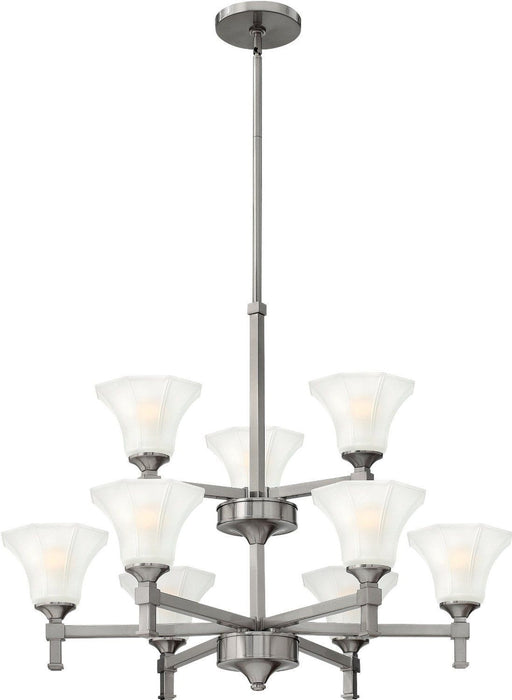 Hinkley Lighting 4048 BN Abbie Collection Nine Light Hanging Chandelier in Brushed Nickel Finish - Discount Lighting Fixtures