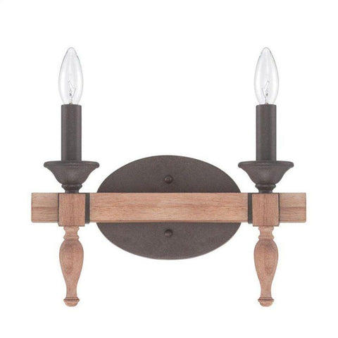 Craftmade Lighting 38102 JBZDO Glenwood Collection Two Light Bath Vanity Wall Mount in Light Aged Bronze and Distressed Oak Finish
