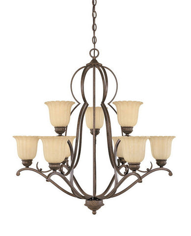 Designers Fountain Lighting 82689 FSN Radford Collection Nine Light Hanging Chandelier in Forged Sienna Finish - Quality Discount Lighting