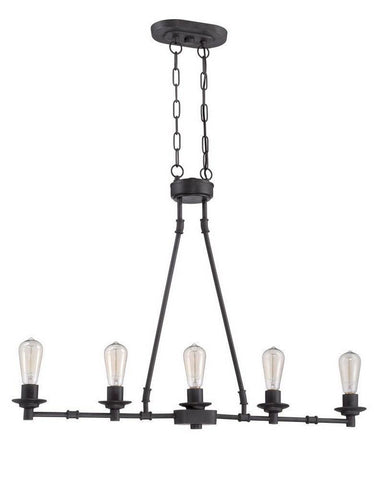 Craftmade Lighting 37875 ABZ Hadley Collection Five Light Hanging Linear Chandelier in Aged Bronze Finish