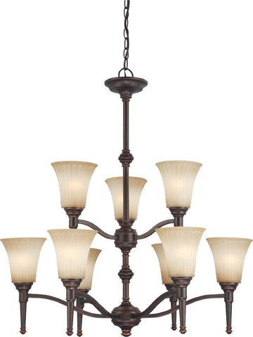 Nuvo Lighting 60-4249 Franklin Collection Nine Light Hanging Chandelier in Georgetown Bronze Finish - Quality Discount Lighting