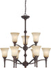 Nuvo Lighting 60-4249 Franklin Collection Nine Light Hanging Chandelier in Georgetown Bronze Finish - Quality Discount Lighting