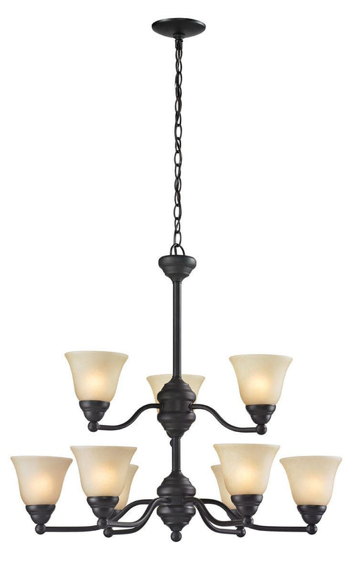 Z-Lite Lighting 2114-9 Athena Collection Nine Light Hanging Chandelier in Bronze Finish