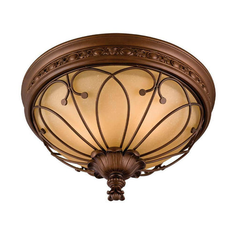 Trans Globe Lighting 135880 Two Light Flush Ceiling Mount in Antique Bronze Finish