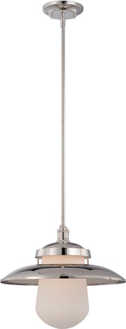 Nuvo Lighting 60-5422 Bayport Collection One Light Pendant in Polished Nickel Finish
