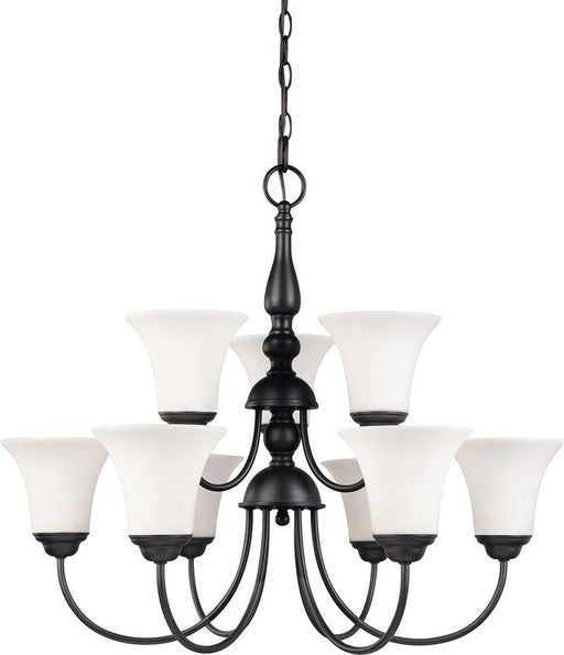 Nuvo Lighting 60-1923 Dupont Collection Nine Light Energy Star Efficient GU24 Hanging Chandelier in Dark Chocolate Finish