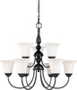 Nuvo Lighting 60-1923 Dupont Collection Nine Light Energy Star Efficient GU24 Hanging Chandelier  in Dark Chocolate Finish