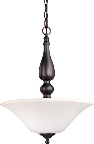 Nuvo Lighting 60-1928 Dupont Collection Three Light Energy Star Efficient GU24 Convertible Semi Flush or Hanging Pendant in Dark Chocolate Finish