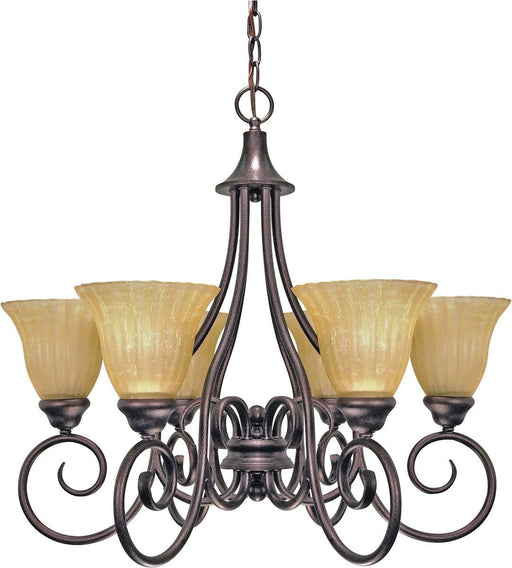 Nuvo Lighting 60-2403 Moulan Collection Six Light Energy Efficient Fluorescent Chandelier in Copper Bronze Finish