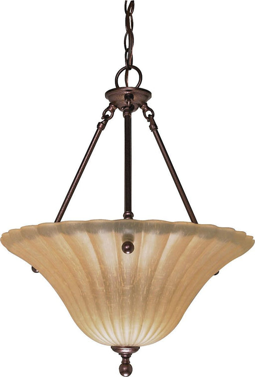 Nuvo Lighting 60-2408 Moulan Collection Three Light Energy Efficient Fluorescent Hanging Pendant Chandelier in Copper Bronze Finish