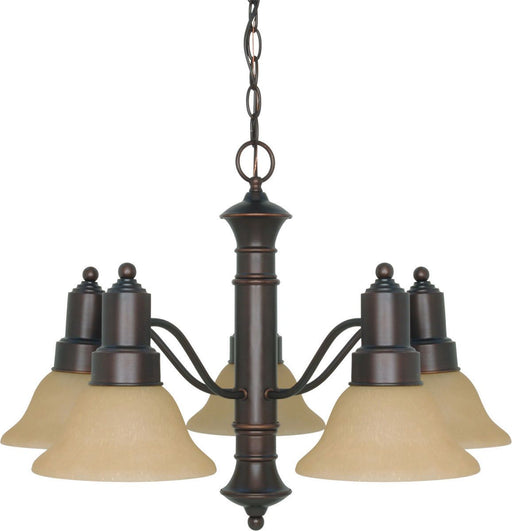 Nuvo Lighting 60-3103 Gotham Collection Five Light Energy Star Efficient GU24 Hanging Chandelier in Mahogany Bronze Finish