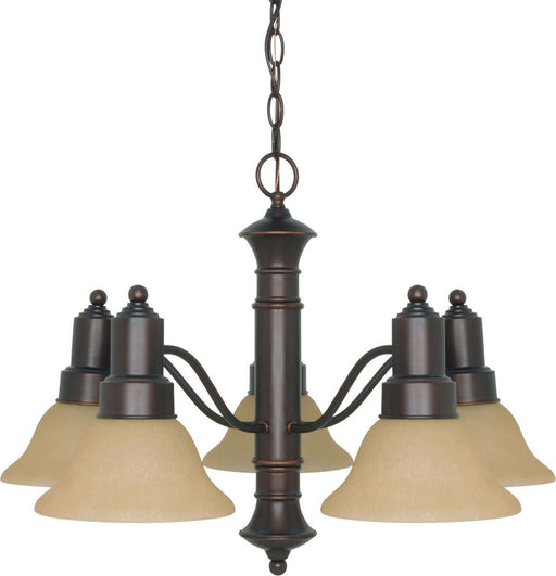Nuvo Lighting 60-3103 Gotham Collection Five Light Energy Star Efficient GU24 Hanging Chandelier in Mahogany Bronze Finish