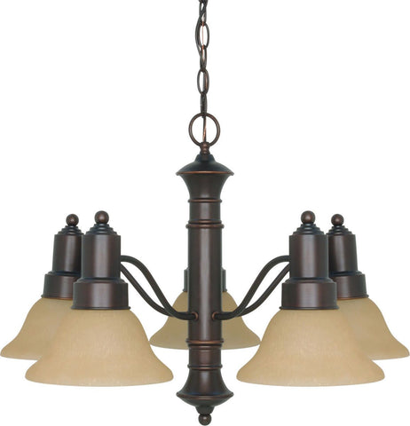 Nuvo Lighting 60-3103 Gotham Collection Five Light Energy Star Efficient GU24 Hanging Chandelier in Mahogany Bronze Finish