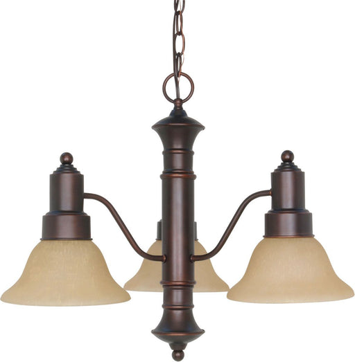 Nuvo Lighting 60-3104 Gotham Collection Three Light Energy Star Efficient GU24 Hanging Chandelier in Mahogany Bronze Finish