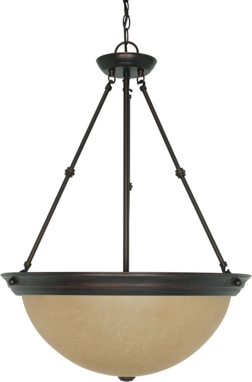 Nuvo Lighting 60-3113 Signature Collection Three Light Energy Star Efficient G24 Hanging Pendant Chandelier in Mahogany Bronze Finish