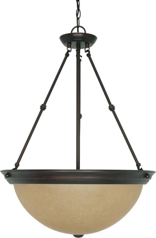 Nuvo Lighting 60-3113 Signature Collection Three Light Energy Star Efficient G24 Hanging Pendant Chandelier in Mahogany Bronze Finish