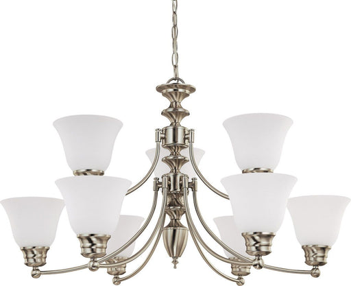 Nuvo Lighting 60-3306 Empire Collection Nine Light Energy Star Efficient GU24 Hanging Chandelier in Brushed Nickel Finish