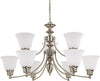 Nuvo Lighting 60-3306 Empire Collection Nine Light Energy Star Efficient GU24 Hanging Chandelier in Brushed Nickel Finish