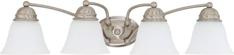 Nuvo Lighting 60-3321 Empire Collection Four Light Energy Star Efficient GU24 Bath Vanity Wall Mount in Brushed Nickel Finish