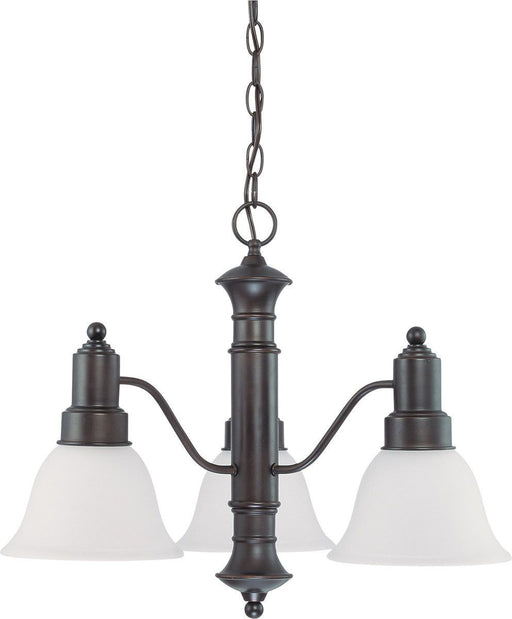 Nuvo Lighting 60-3334 Gotham Collection Three Light Energy Star Efficient GU24 Hanging Chandelier in Mahogany Bronze Finish