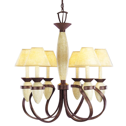 Aztec 34053 by Kichler Lighting Six Light Hanging Chandelier in Tannery Bronze and Wrought Iron Crackle Finish