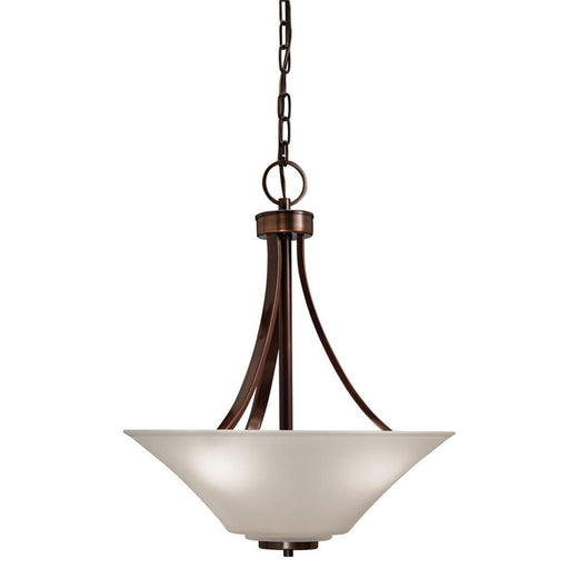 Kichler Lighting 34633 Three Light Inverted Hanging Pendant Chandelier in Bronze Finish