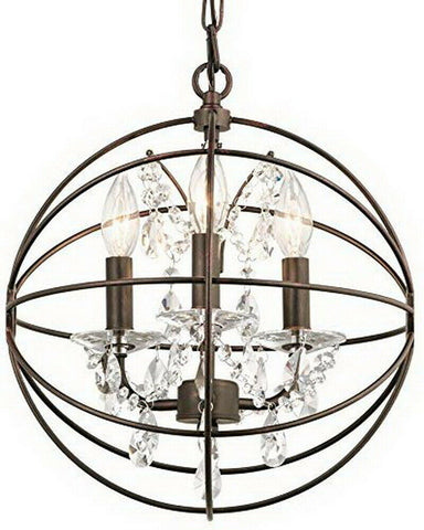 Kichler Lighting 34800 Coffee Copper Highlights Collection Three Hanging ORB with Crystal Pendant in Olde Bronze Finish
