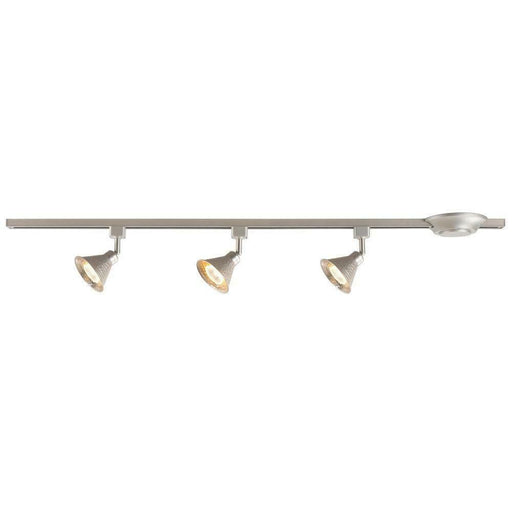 CE 38614 Three Light Hammered Metal Shade Line Voltage Track Kit in Brushed Steel Finish