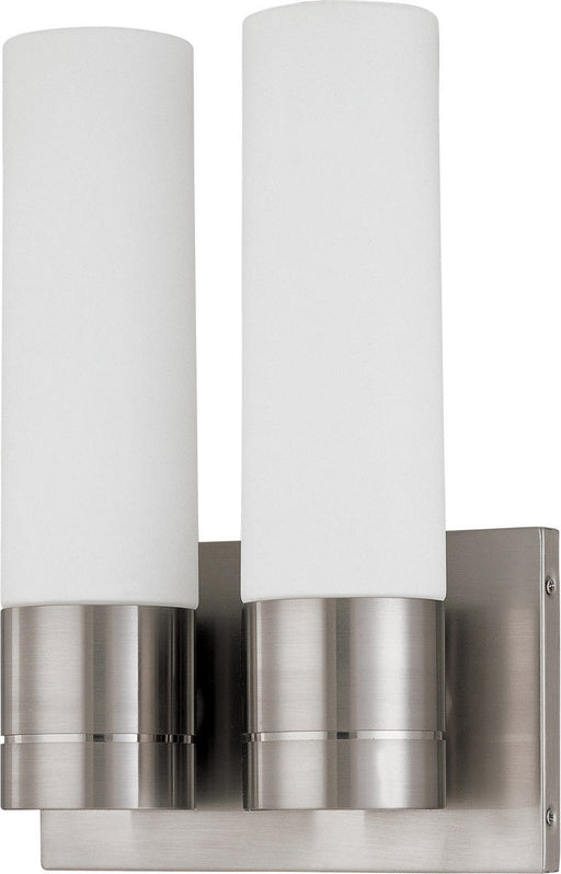 Nuvo Lighting 60-3957 Link Collection Two Light Energy Star Efficient GU24 Wall Sconce in Brushed Nickel Finish