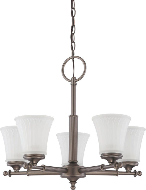 Nuvo Lighting 60-4015 Teller Collection Five Light Hanging Chandelier in Aged Pewter Finish