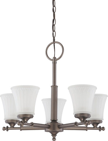 Nuvo Lighting 60-4015 Teller Collection Five Light Hanging Chandelier in Aged Pewter Finish