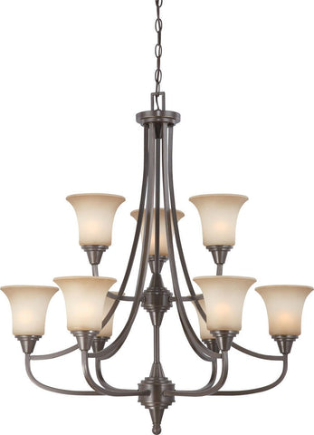 Nuvo Lighting 60-4169 Surrey Collection Nine Light Hanging Chandelier in Vintage Bronze Finish
