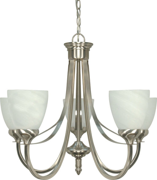 Nuvo Lighting 60-460 Triumph Collection Five Light Energy Star Efficient GU24 Hanging Chandelier  in Brushed Nickel Finish