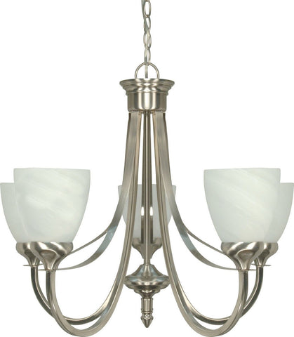 Nuvo Lighting 60-460 Triumph Collection Five Light Energy Star Efficient GU24 Hanging Chandelier  in Brushed Nickel Finish