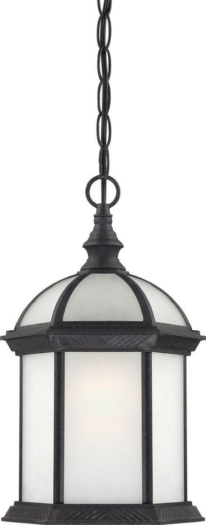 Nuvo Lighting 60/4979 Boxwood One Light Hanging Lantern 100 Watt A19 Max.  Clear Beveled Glass Textured Black Outdoor Fixture