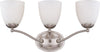 Nuvo Lighting 60-5053 Patton Collection Three Light Energy Star Efficient GU24 Bath Vanity Wall Mount in Brushed Nickel Finish